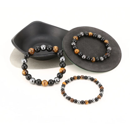 Natural preto obsidiana hematita tigre olho contas pulseiras masculino para proteção de saúde magnética mulher alma jóias pulsera hombre