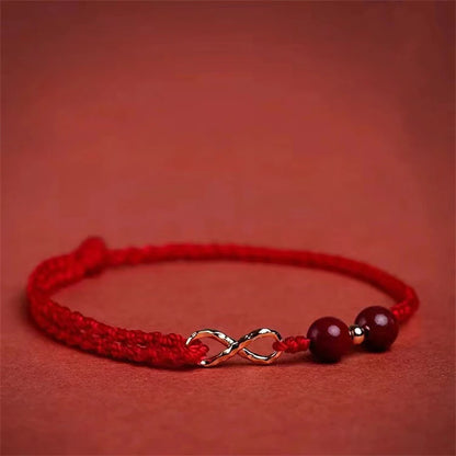 Moda simples sorte vermelho pulseiras para mulheres e homens artesanal corda infinito koi pulseira ajustável riqueza jóias presente