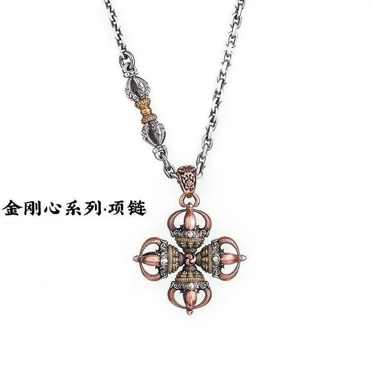 Cruz feliz vajra pingente karma pilão acessório original colar tibetano pingente alça de cobre peça