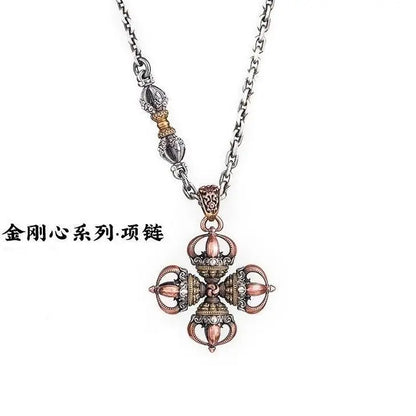 Cruz feliz vajra pingente karma pilão acessório original colar tibetano pingente alça de cobre peça
