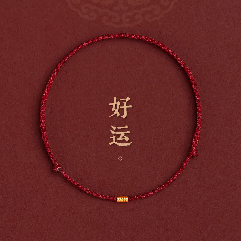 Pulseira Lucky Bead de Cobre trançado à mão, corda vermelha, fivela simples, original étnico, acessório feminino, casal