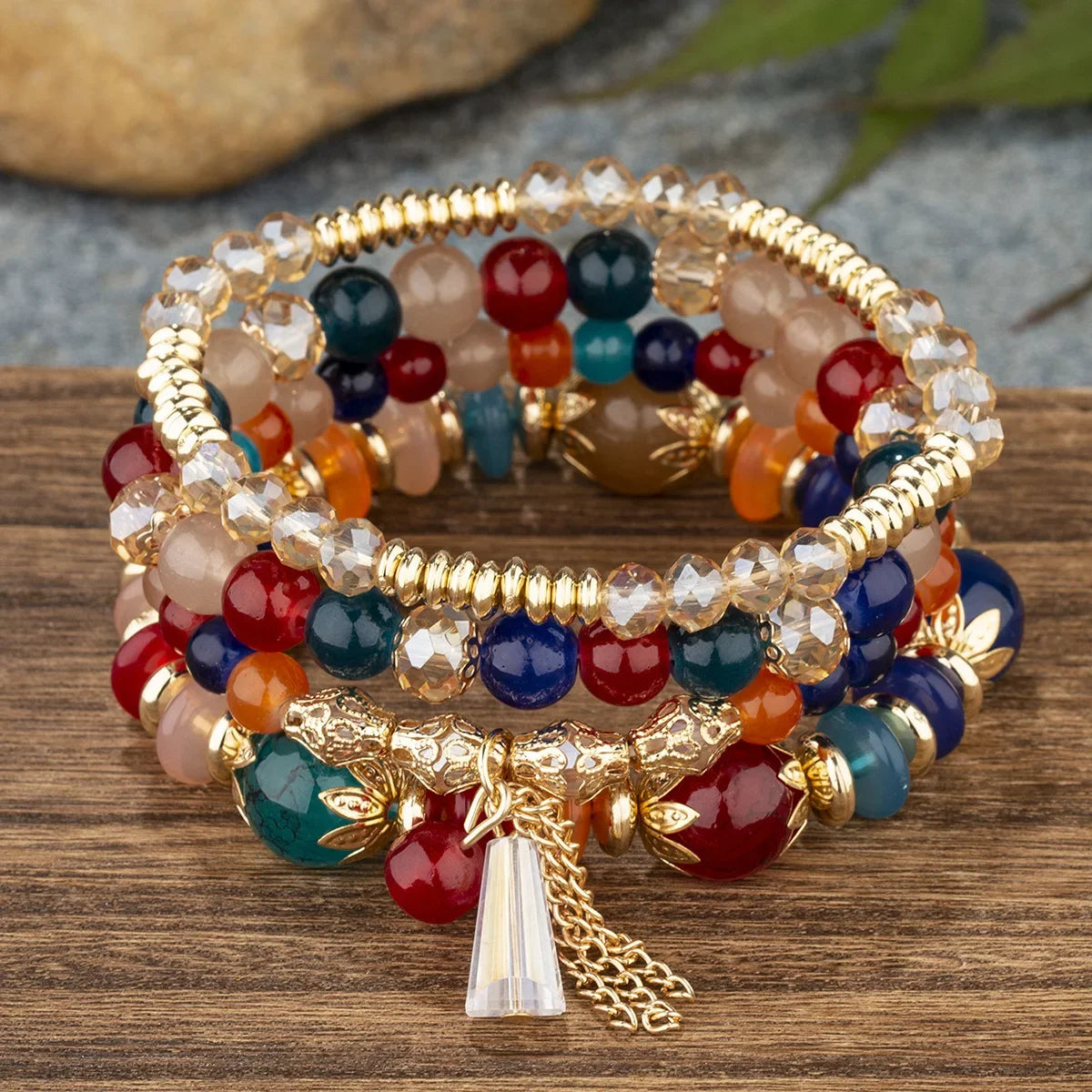 Set Mosaico · Cuatro Pulseras de Vidrio
