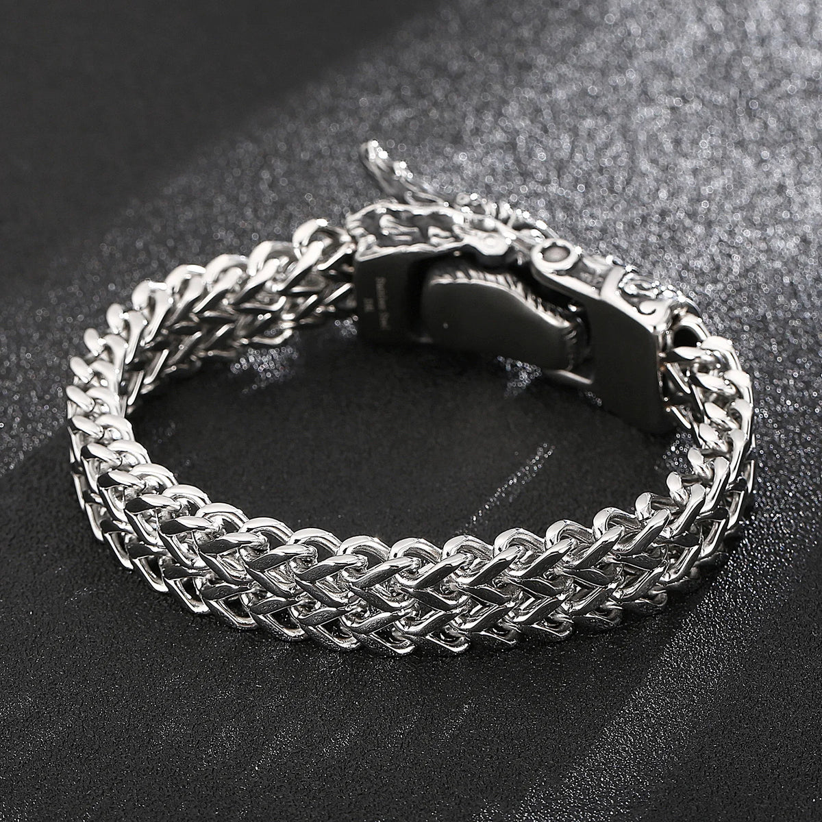 Pulseira com pingente de dragão de 12 mm com corrente de malha - aço inoxidável 316L - KB 148282 -KJX