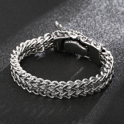 Pulseira com pingente de dragão de 12 mm com corrente de malha - aço inoxidável 316L - KB 148282 -KJX