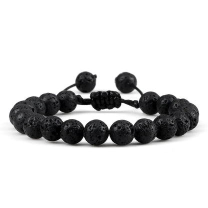 Clássico Black Volcanic Lava Stone Beads Pulseiras para homens, Natural Onyx Tiger Eye Pulseiras, Yoga Meditação Jóias, 6mm, 8mm