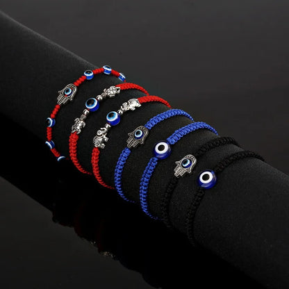 Corda vermelha hamsa mão nazar turco redondo mau olhado macrame pulseira feminina moda kaballah corda da sorte artesanal jóias presente