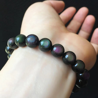 Pulsera budista de obsidiana arcoíris