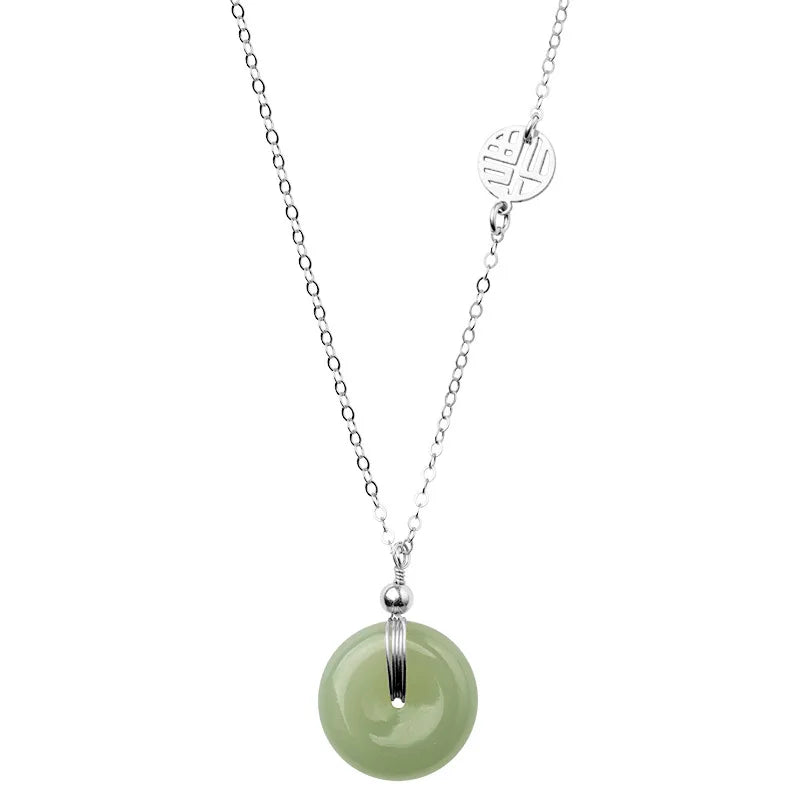 Colares de prata esterlina 925 para mulheres, com pingente de jade, cor dourada, corrente ajustável, joias de luxo, presente romântico.
