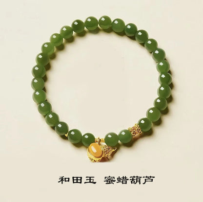 Pulsera Pixiu de jade verde de 8 mm