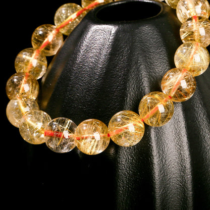 Jd 4a qualidade gelo natural dourado rutilado quartzo riqueza sorte grânulo pulseiras mulheres homens energia cura estiramento mão jóias presente