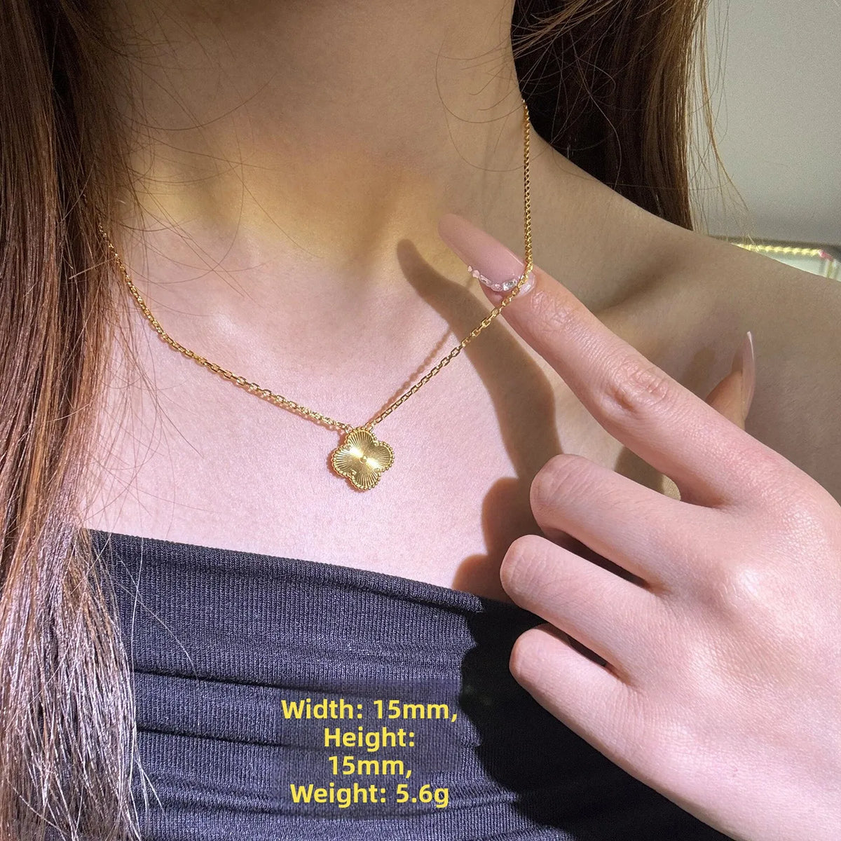 Colar Feminino com Pingente Cruz Vajra, Banhado a Cobre, Ouro Simulado e Prata, com Diamante e Trevo de Quatro Folhas, Corren...
