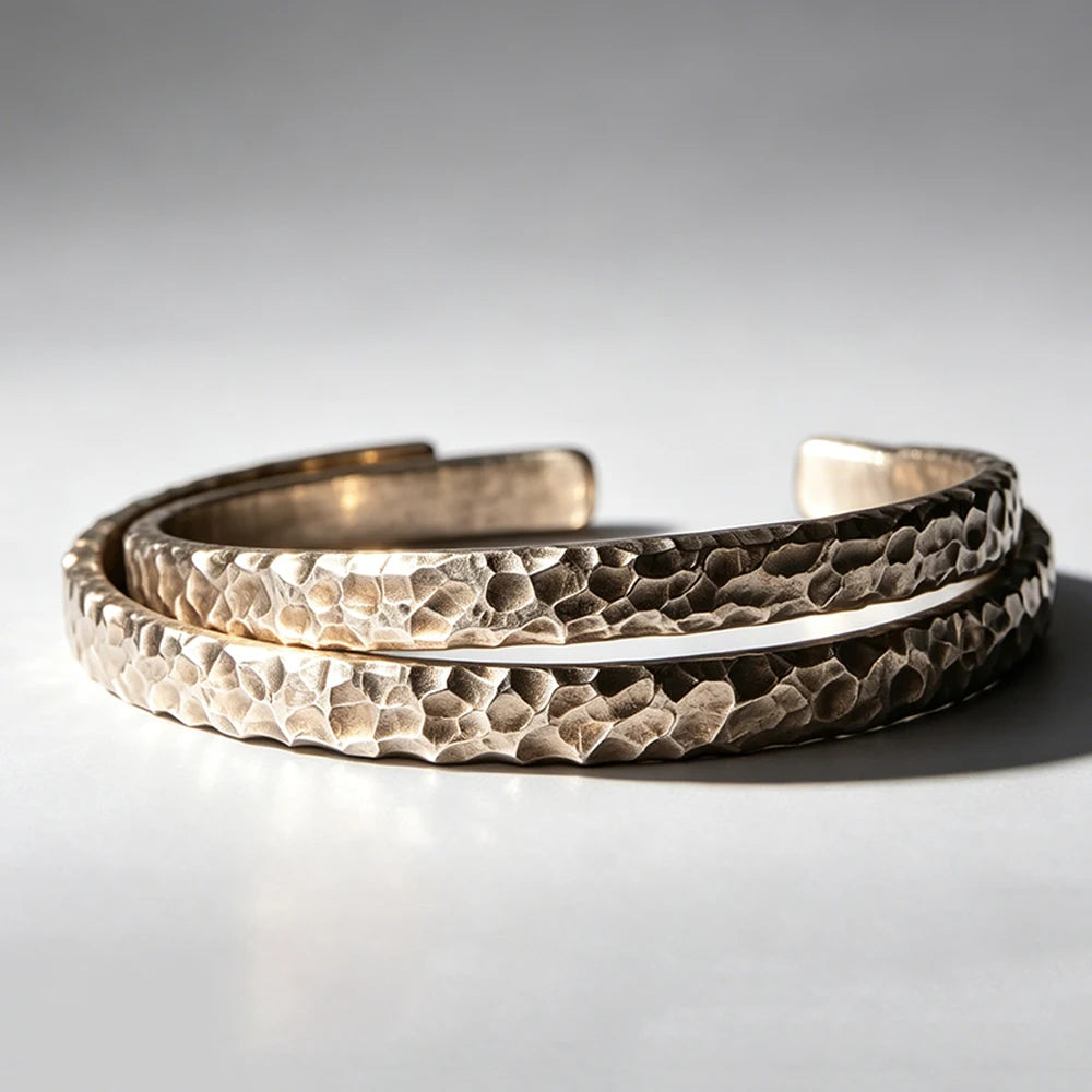 Pulseira de Metal Cobre Sólido Martelado Rústica Vintage Punk Unissex Bracelete Ajustável Joia Viking Presente para Homens e Mulheres