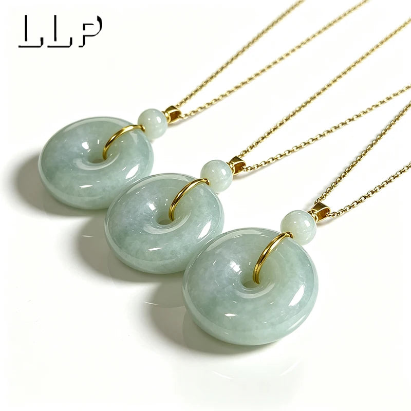 Pingente de jade natural de Mianmar, símbolo da paz, com fecho em prata S925. Um amuleto da sorte para atrair boa fortuna, ideal como presente para mulheres.