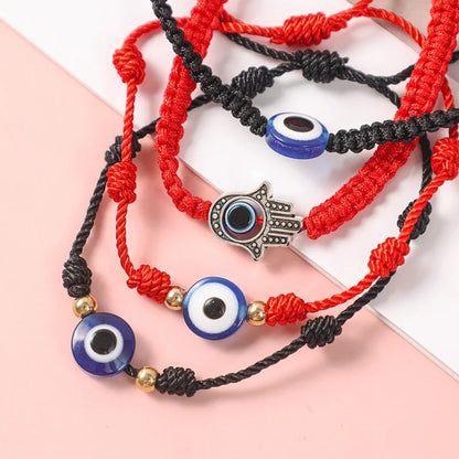 12pçs pulseira azul mau olhado vermelho, mulheres, homens, 7 nós, corda trançada artesanal, ajustável, amizade, casal, joias