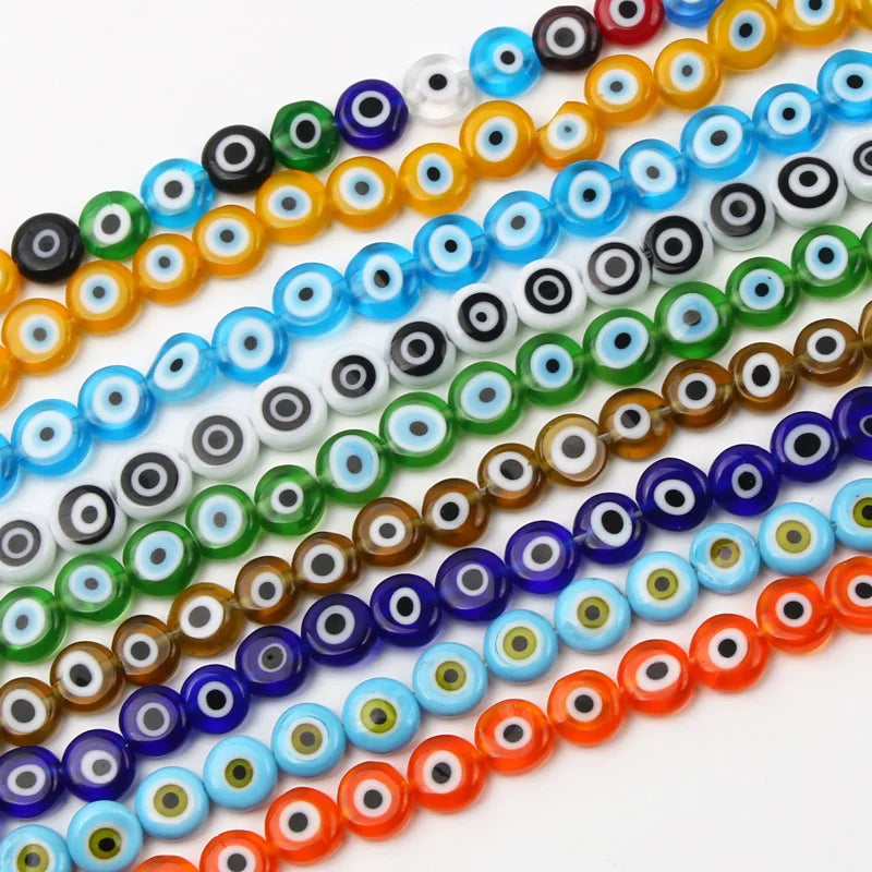 8mm 48 pçs contas de vidro natural liuli pulseira olho contas frisado pulseira feminino masculino jóias amuleto mal nazar olho charme
