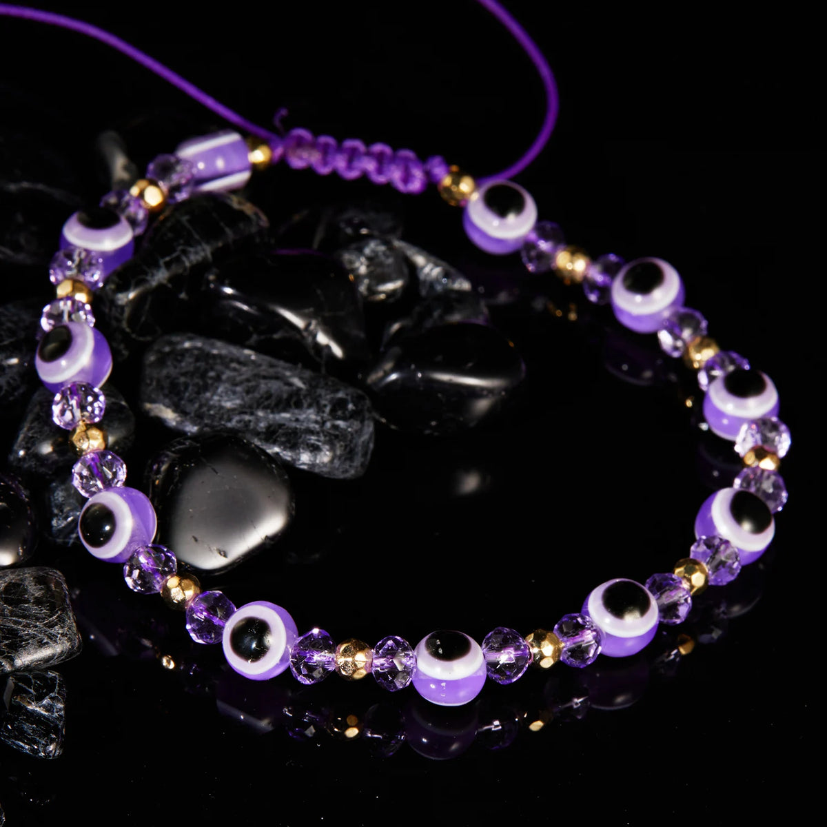 Pulsera trenzada de cristal con ojo turco