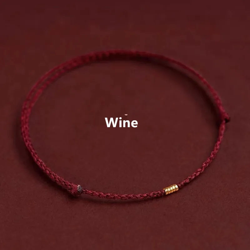 Pulseira Lucky Bead de Cobre trançado à mão, corda vermelha, fivela simples, original étnico, acessório feminino, casal
