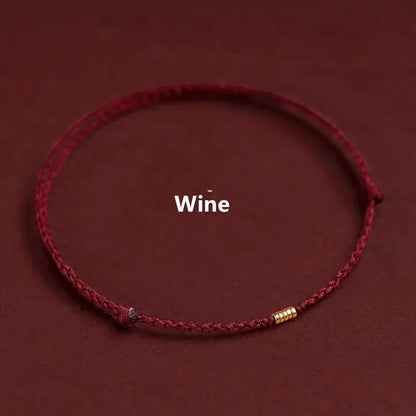 Pulseira Lucky Bead de Cobre trançado à mão, corda vermelha, fivela simples, original étnico, acessório feminino, casal