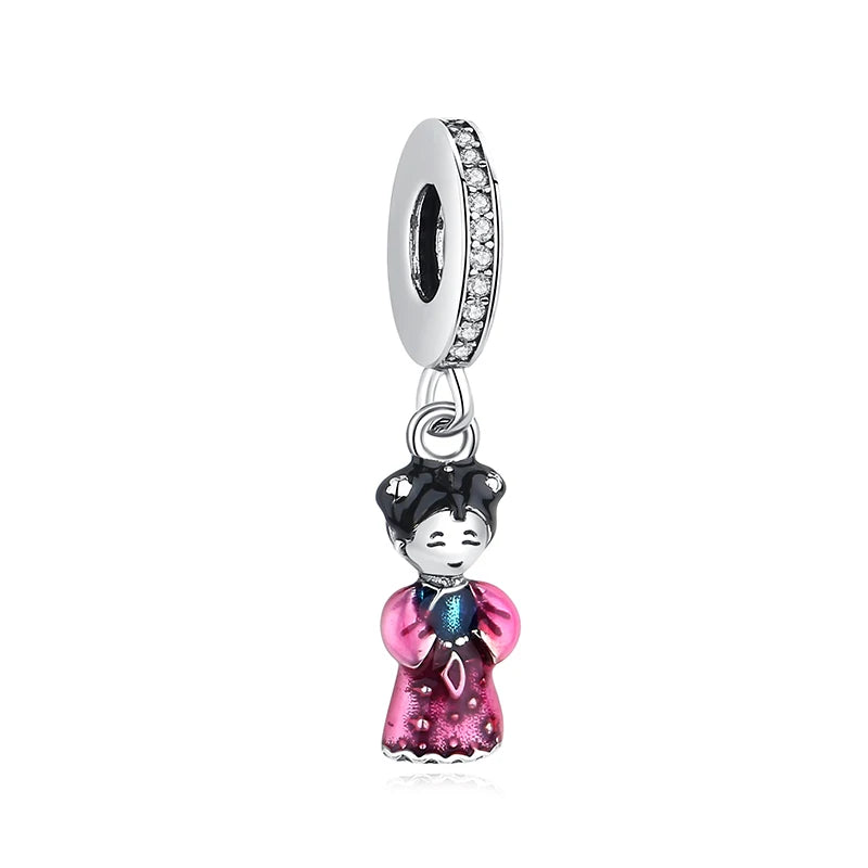 Pingentes de Prata Esterlina 925 Gato da Sorte Ano Novo Chinês Contas para Pulseiras e Colares Femininos Joias