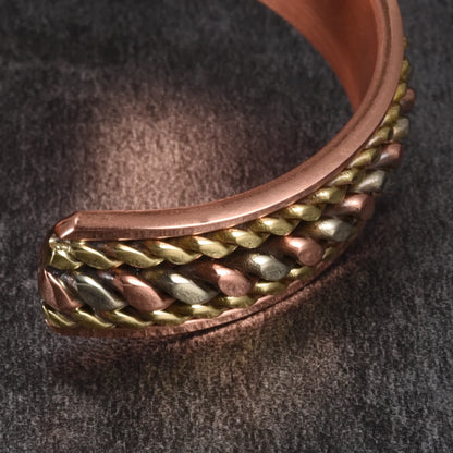 Vinterly pulseiras de cobre puro magnético ajustável trançado manguito 12mm pulseiras de metal macio redimensionável jóias de saúde das mulheres dos homens