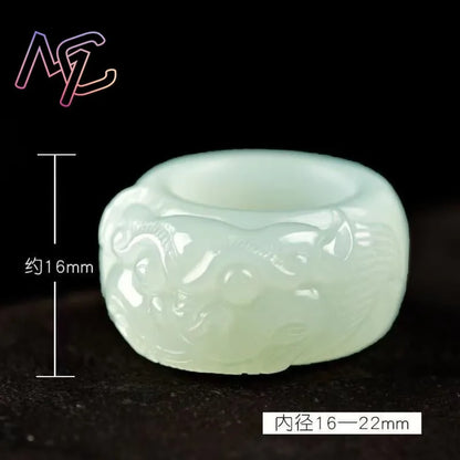 Anillo ancho Pixiu de jade