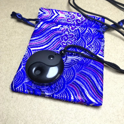 1pc obsidiana yin yang tai chi pingente colar para homem