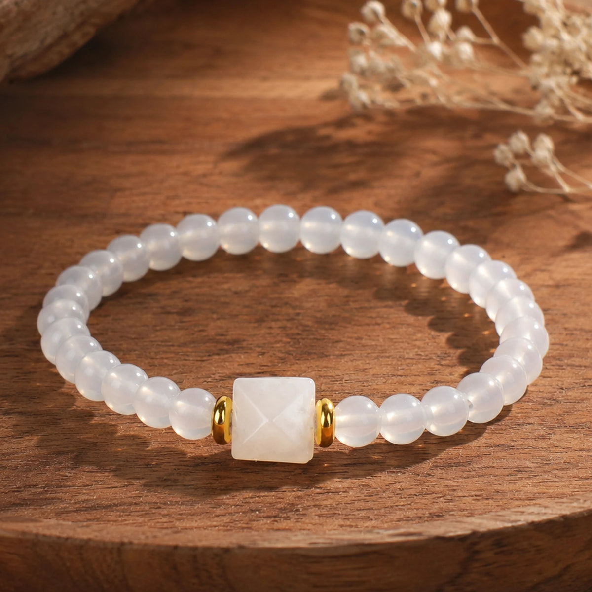 Pulseira de Jade Branco para Mulheres, Energia Curativa, Contas Artesanais, Joias Femininas para Verão e Outono
