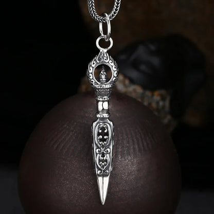 Bocai s925 prata esterlina encantos pingente para homens mulheres estilo chinês retro demônio-subduing vajra amuleto jóias atacado