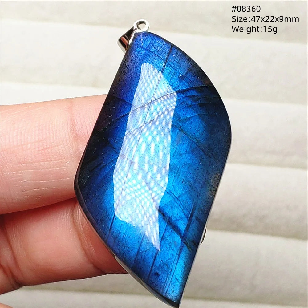 Colar de Pingente de Labradorita Azul Natural em Formato de Gota com Brilho para Mulheres e Homens AAAAAA