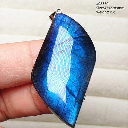 Colar de Pingente de Labradorita Azul Natural em Formato de Gota com Brilho para Mulheres e Homens AAAAAA