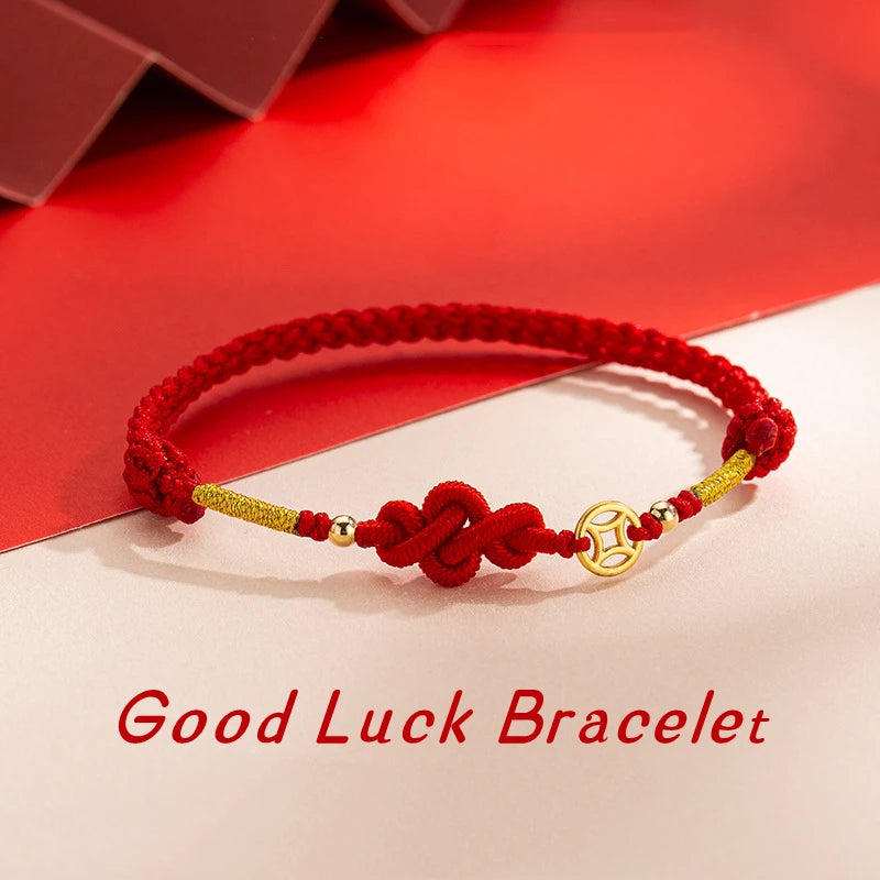 Moda simples sorte nó corda vermelha pulseiras para mulheres homens artesanal corda ajustável pulseira amizade amuleto jóias presente