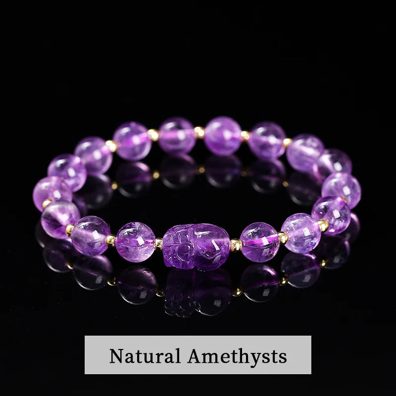 Pulsera Pixiu de amatista y piedra lunar