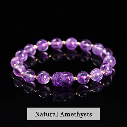 Pulsera Pixiu de amatista y piedra lunar