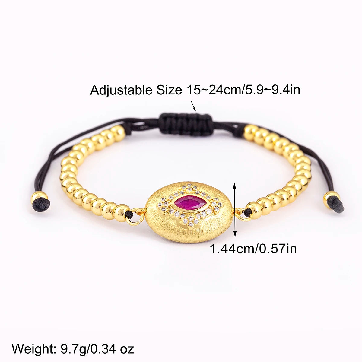 Nidin venda quente estilo punk mau olhado corrente pulseiras ajustáveis para mulheres feminino incrustado rosa vermelho/verde zircão jóias acessórios