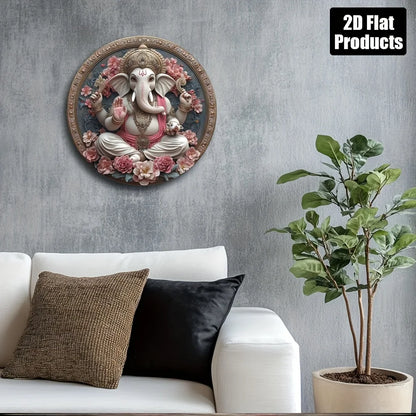Cuadro Ganesha Floral · Impresión Circular