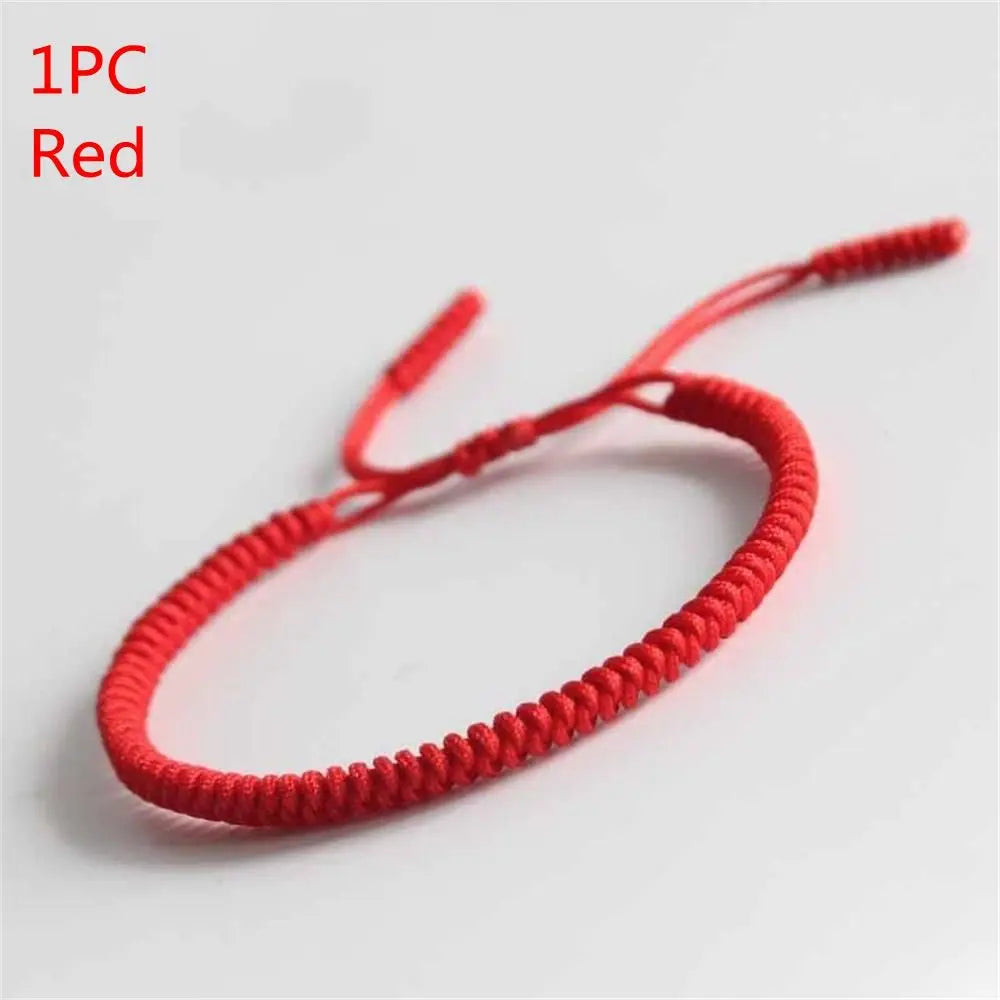 1PC/3PCs Pulseira de Moda com Trama de Corda Vermelha Tibetana e Nós Budistas