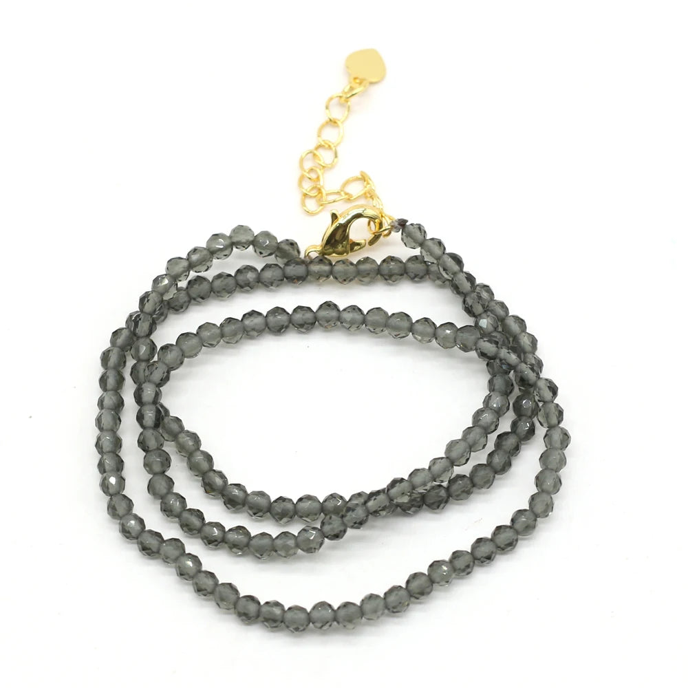 Gema Micro Facetada Colar Curto para Mulheres, Joias Finas, Contas Espinélio 1 Corda, Pulseira Feminina, Gargantilha de Festa