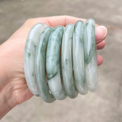 Pulseira de Jade Natural Tianshan com Faixa Larga, Bracelete de Pedra Verde e Branca para Mulheres, Joia de Cristal Curativa, Presente, Pulseiras e Braceletes