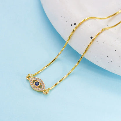 Luxo cor de ouro zircão mau olho azul pulseira moda sorte jóias feminino presente ajustável feito à mão