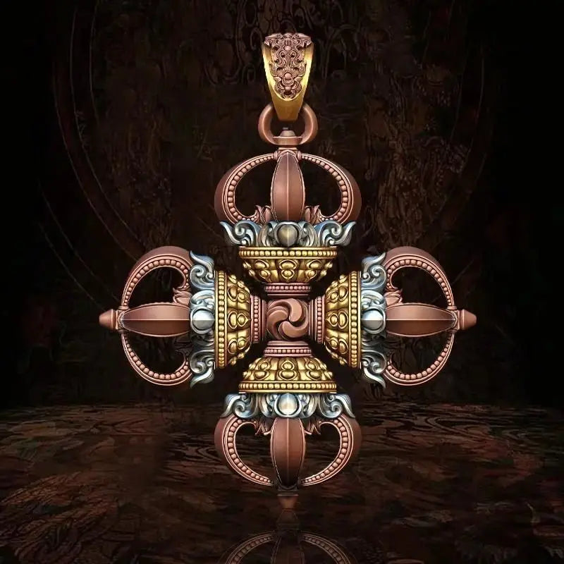 Cruz feliz vajra pingente karma pilão acessório original colar tibetano pingente alça de cobre peça