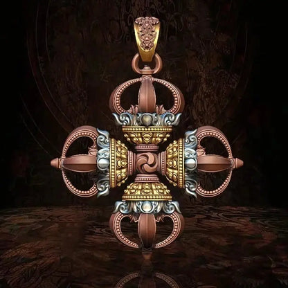 Cruz feliz vajra pingente karma pilão acessório original colar tibetano pingente alça de cobre peça