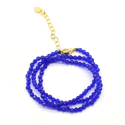 Gema Micro Facetada Colar Curto para Mulheres, Joias Finas, Contas Espinélio 1 Corda, Pulseira Feminina, Gargantilha de Festa