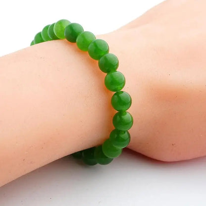 Pulseira de Contas de Pedra Verde Olho de Gato 8mm, Amuleto da Sorte para Mulheres, Joia de Proteção e Riqueza, Presente
