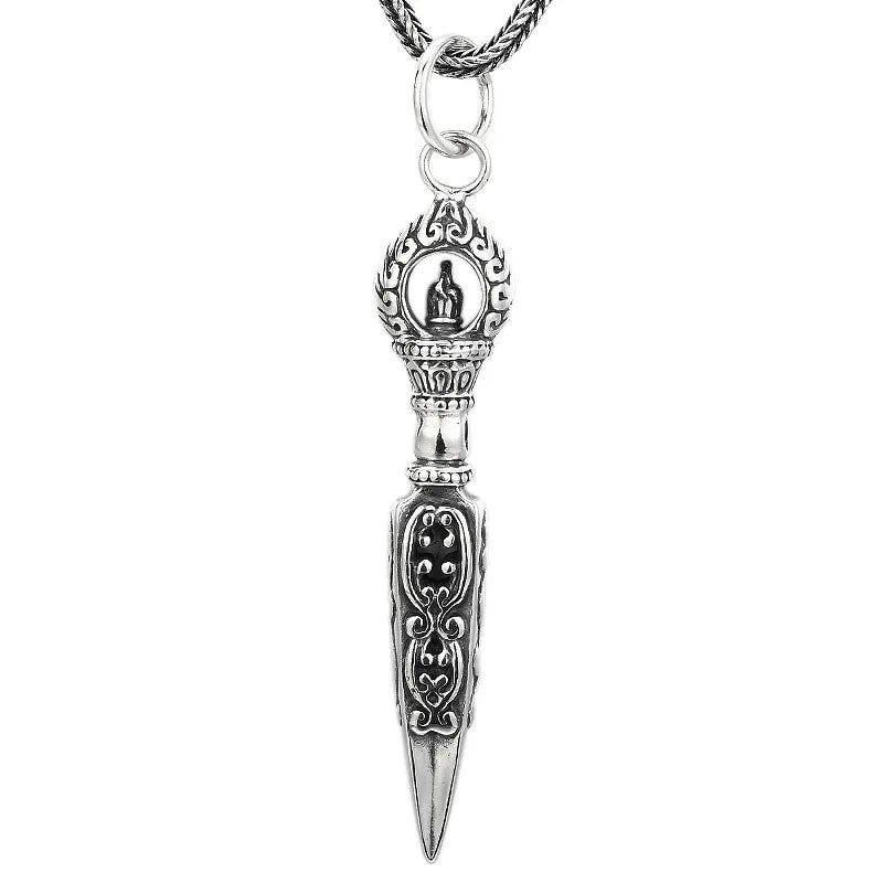 Bocai s925 prata esterlina encantos pingente para homens mulheres estilo chinês retro demônio-subduing vajra amuleto jóias atacado