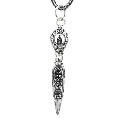 Bocai s925 prata esterlina encantos pingente para homens mulheres estilo chinês retro demônio-subduing vajra amuleto jóias atacado