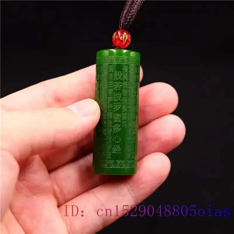Jade coração sutra pingente esculpido moda amuleto budismo presentes femininos jadeite jóias natural pedra preciosa charme colar chinês