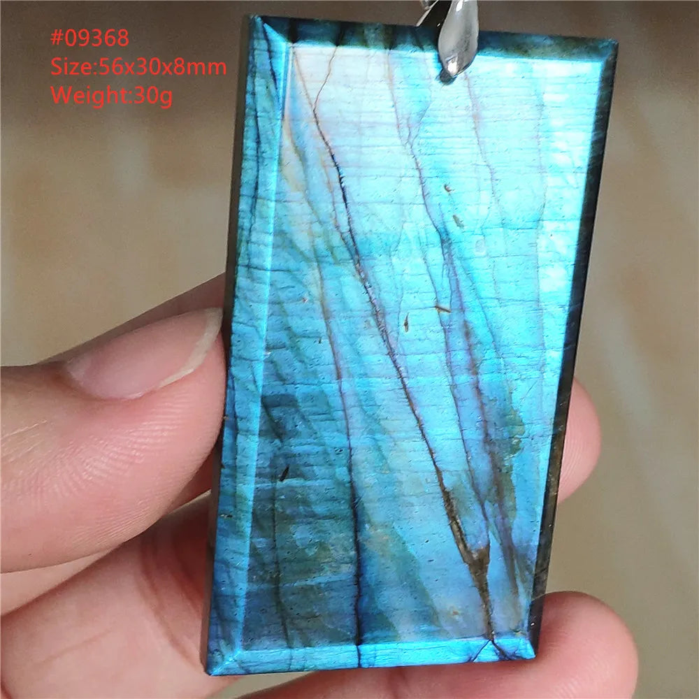 Colar de Pingente de Labradorita Azul Natural em Formato de Gota com Brilho para Mulheres e Homens AAAAAA
