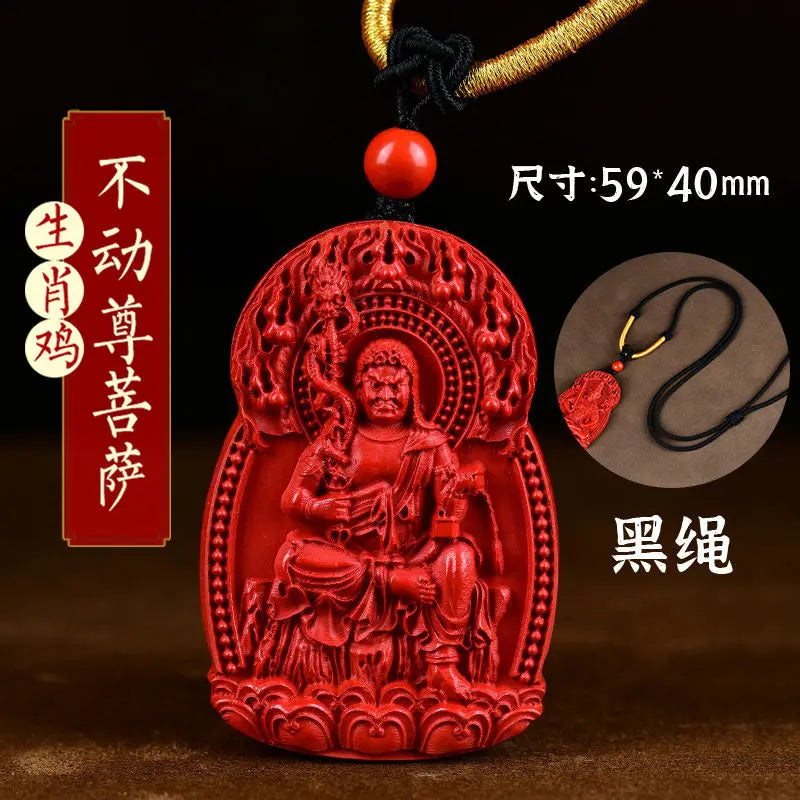 Natural Verdadeiro Cinábrio Buda Pingente para Homens e Mulheres, Natural Buda Hoid, Deus Guardião, Big Sun, Tathagata Hyun, Amitabha