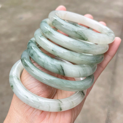Pulseira de Jade Natural Tianshan com Faixa Larga, Bracelete de Pedra Verde e Branca para Mulheres, Joia de Cristal Curativa, Presente, Pulseiras e Braceletes