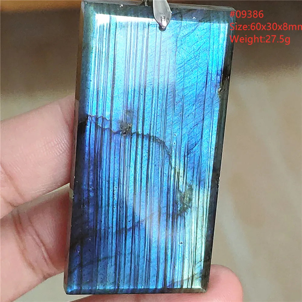 Colar de Pingente de Labradorita Azul Natural em Formato de Gota com Brilho para Mulheres e Homens AAAAAA